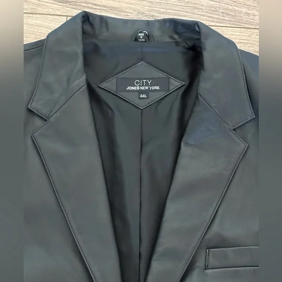 City Jones New York Men's Black Leather Dress Blazer 44L